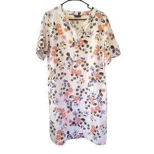 M&S Collection Cream Floral Linen Blend Midi Dress Size US 12